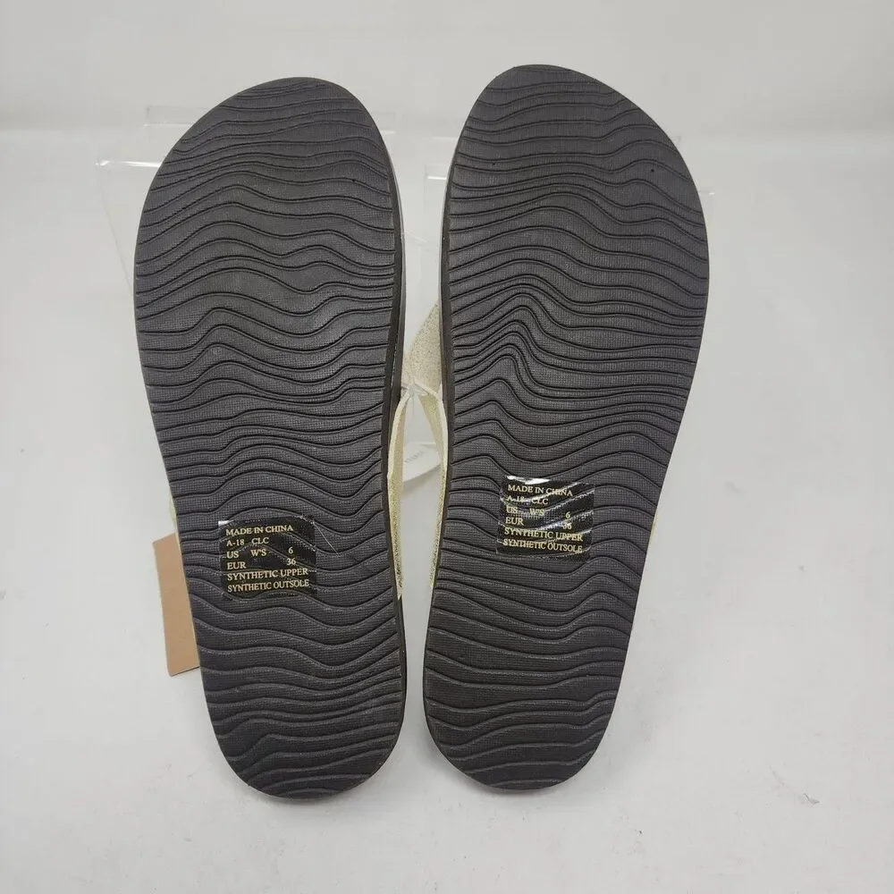 Reef Sandals Womens Size 6 Gold Cushion Bounce Court Flip Flops Comfort Summer